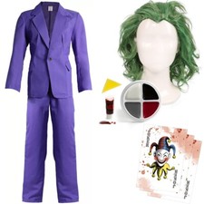 Comic Book Villain Adults Costume Purple Suit Fancy Dress with Wig  Makeup