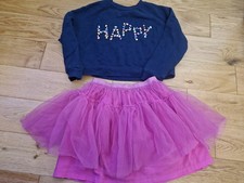 NEXT Girl Navy Gem Jumper And Pink Tutu skirt Outfit Set Age 7 Years