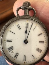 Antique Cylinder Escapement Pocket Watch 925 Solid Silver France for Parts