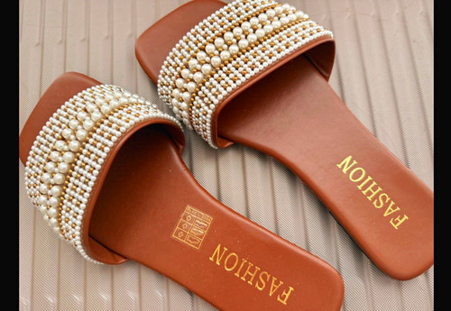 Women brown white beaded - brown/white,