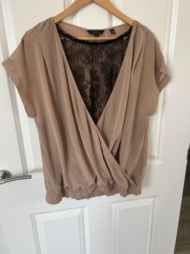 Nude silk wrap top with - wrap,