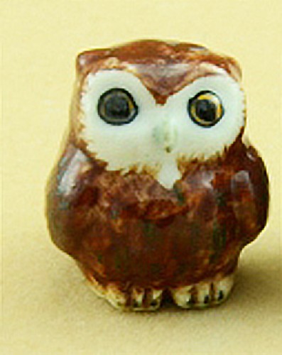 Dolls house brown owl - brown, ceramic
