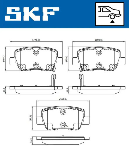 Brake pads vkbp - 90458, skf