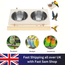 Hanging Wooden Stand Dish Cage Cup Bird Feeder Parrot Feeding Bowl Water Drinker