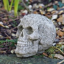 Rose Skull Stone Statue |