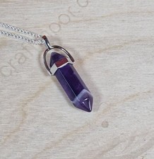 Crystals Pendant Necklace, Cord, Silver - Quartz Chakra Crystal Buy 2 get 2 free