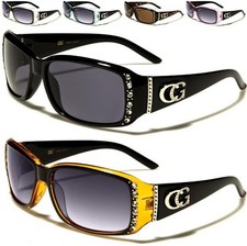 Designer wrap diamante sunglasses cg retro big vintage uv400 ladies women's girl