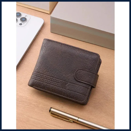 Men leather wallet zipper slim - leather,