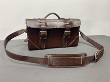 Vintage Brown Real Leather Cartridge bag Case Magazine Brass Fixings Heavy Duty