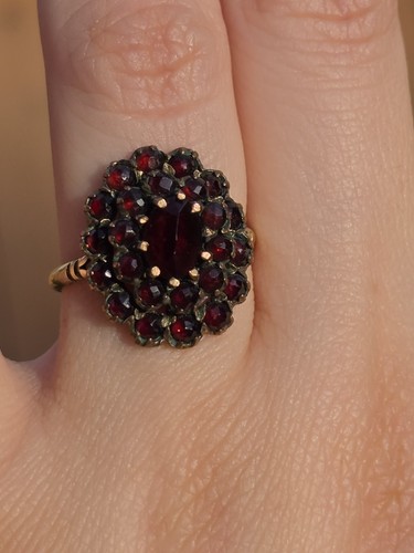 Antique garnet cluster 14k - antique,