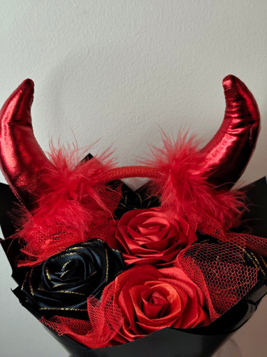 Handmade devil satin ribbon - devil,