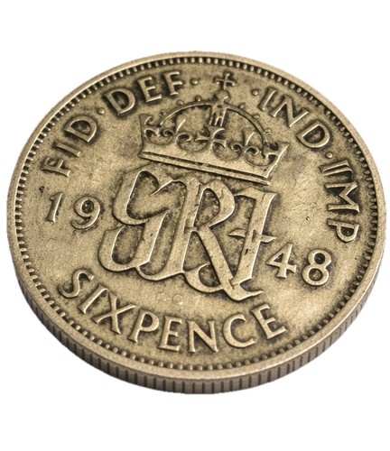 Sixpence 1948 coin king - coin,