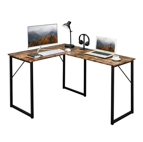Wooden corner shaped desk - l-shaped,