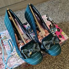 Irregular Choice Kanjanka Teal pinstripe nearly new in original packaging