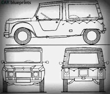 citroen mehari 1979 Blueprint Drawing A4 Photo