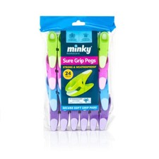 Minky Pegs, Assorted colour, Pack of 24