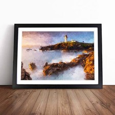Fanad Head Lighthouse in Ireland in Abstract Framed Canvas Wall Art Print