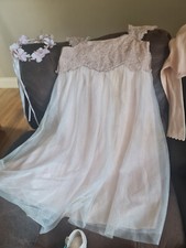 girls bridesmaid dress age 9, bolero, garland and shoes.