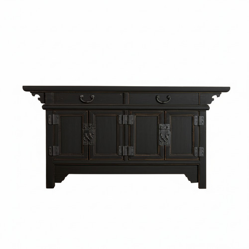 Distressed black scroll accent - black,