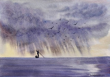 LONELY FISHERMAN BOAT Original