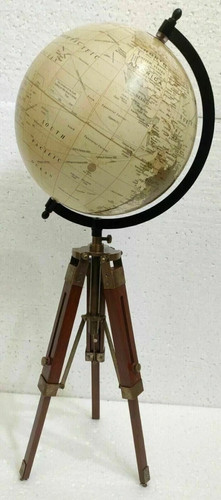 World globe wooden - on, tripod