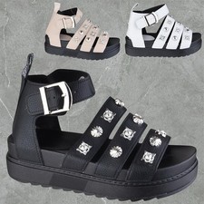 WOMENS LADIES ANKLE STRAP STUD PLATFORM GLADIATOR CHUNKY SOLE SANDALS SHOES SIZE