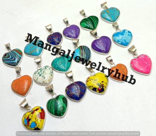 Turquoise mix gemstone heart - &,