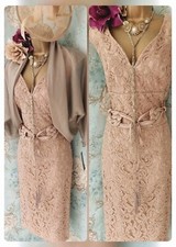 Phase Eight gold Latte Lace Esme Dress Roman Bolero mother wedding Evening 12