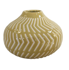 Next Home Vase Gourd Bulb Shaped With Light Green Chevrons Geo Pattern Bulbous