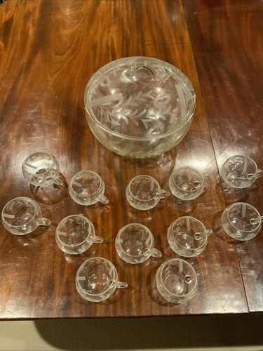 Vintage cut glass punch - cut, bowl