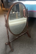antique oval dressing table Bevelled Swing Mirror Free Standing 62x53cm