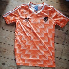 VINTAGE RETRO USED 1988/90 HOLLAND ADIDAS ORANGE FOOTBALL SHIRT SMALL KNVB