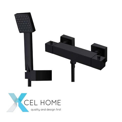 Rubik black thermostatic bar - black,