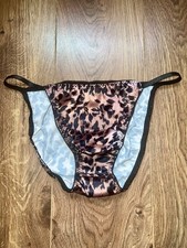Vtg Leopard Print Satin String Sissy Bikini Panties NWOT MENS SZ Large 