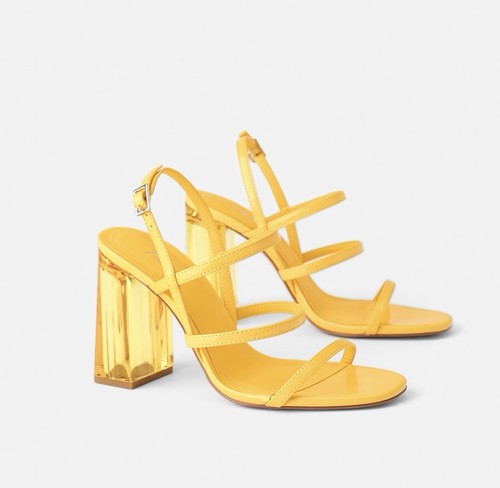Zara yellow strappy sandals - yellow,