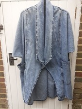 Women's Mid Blue Denim Duster Style Coat  Size L