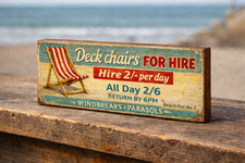Deck chairs for hire sign