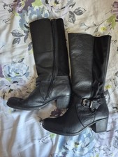 Ladies Black Leather Knee High