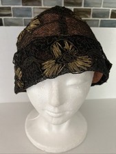 Vintage Lazarus Hat Black Gold Rose Lined. Condition! 1930’s Cocktail Hat?