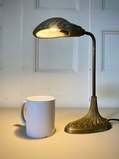 Original Art Nouveau Brass Clam Shell Shade Desk ,Table Lamp.