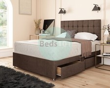 BRAND NEW  COMPLETE DIVAN BED LINEN FABRIC + MATTRESS + DIVAN BASE + HEADBOARD