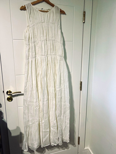 White ramie woven pleated - ramie,