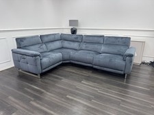 Furniture Village Moet Dark Grey Fabric Power Recliner Corner Sofa Headrests