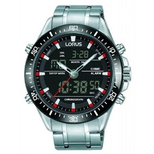 Lorus Men's Chronograph Watch Black Dial and Silver Bracelet RW635AX5