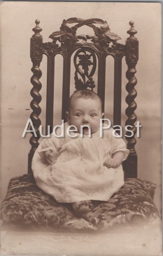 Rppc baby portrait ornate - baby,