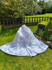 Pair of Long Tuileries Curtains French White Blue Toile de Jouy Chateau Vintage