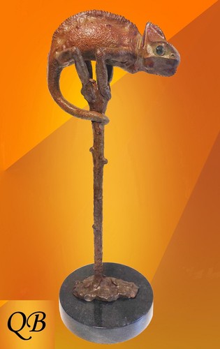 Bronze chameleon statues - chameleon,