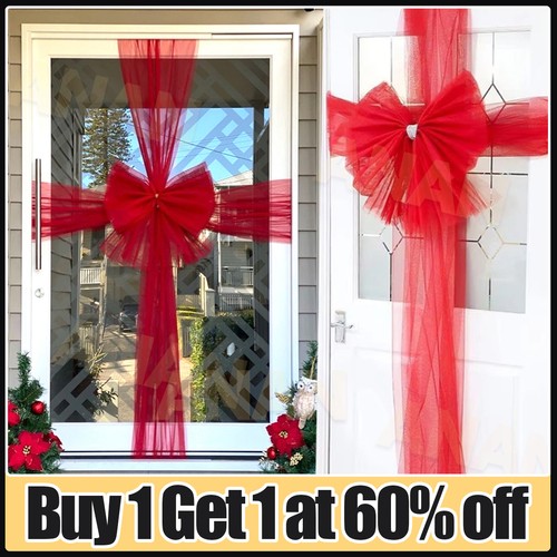 Christmas door bow window - door,