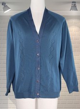 Vintage Blue Patterned Crimplene Cardigan - Mod - Scooter Girl - Brighton