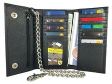 Black Leather Trifold Chain